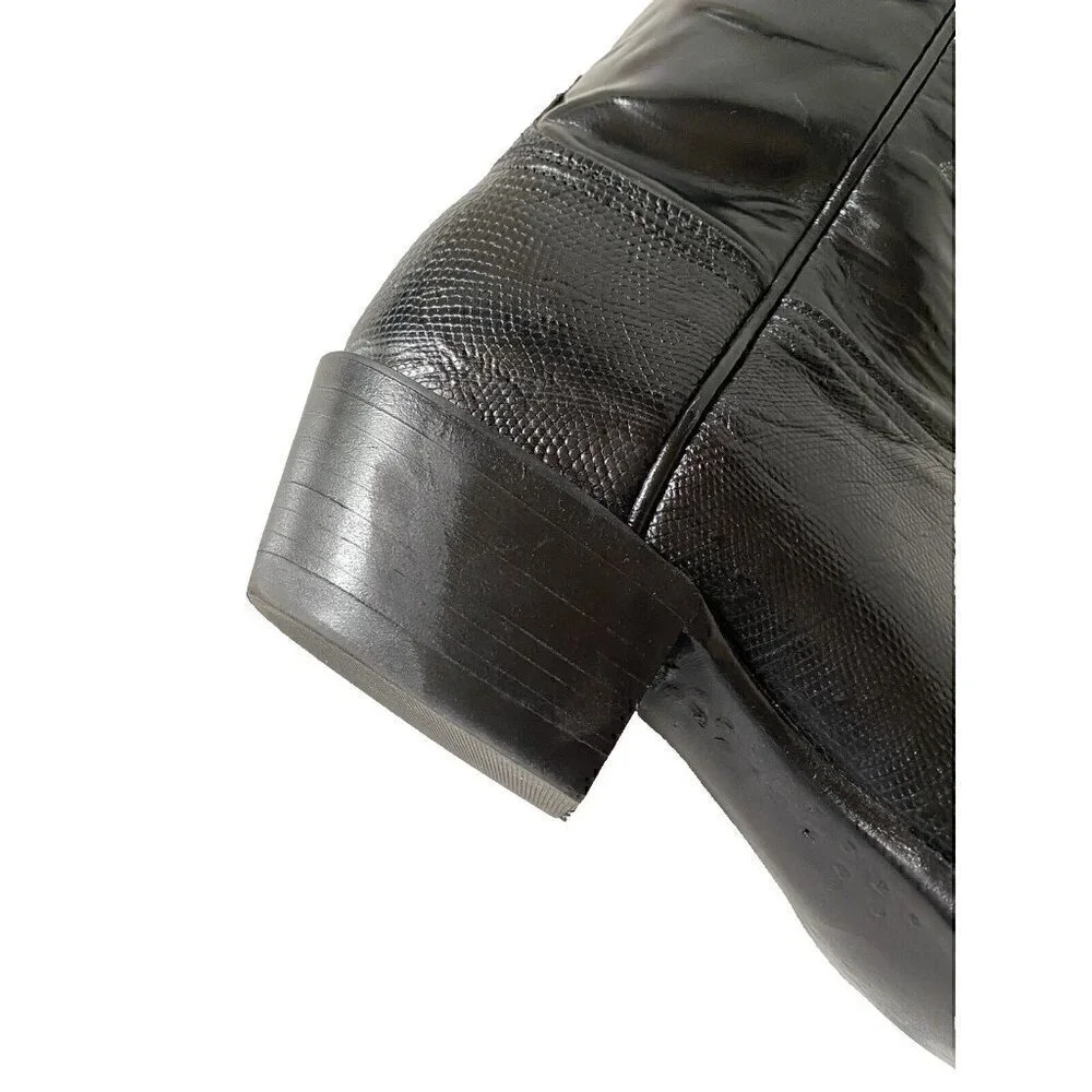 Lucchese‎ Embroidered Texas Star Exotic Lizard Boots Mens 9.5B Black USA